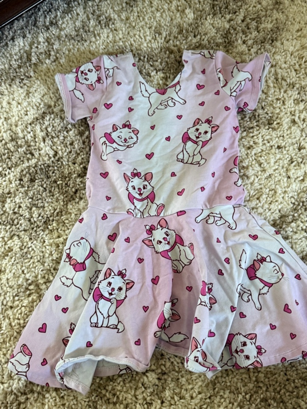 Pink Kitten Print Twirl Dress - Marie